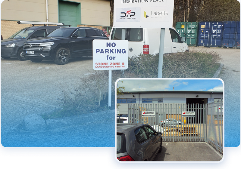 Directional signage, Parking signage, multi site solutions, Graphic design, bespoke signage, branding, health and safety signage