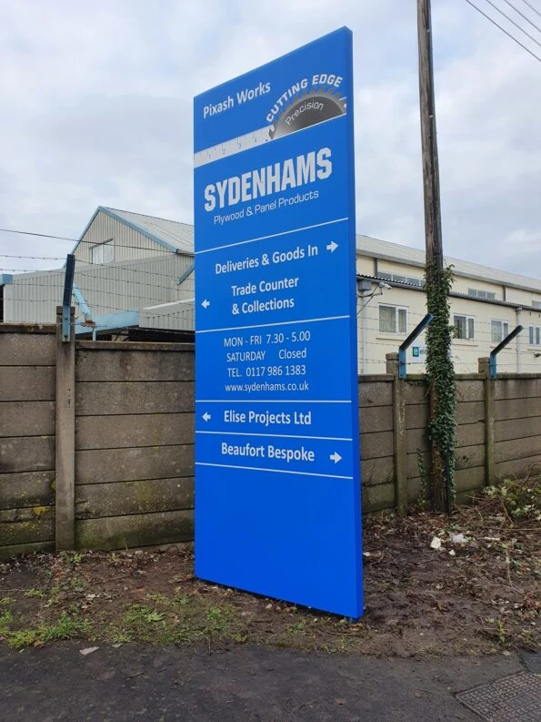 Monolith signage, directional signage, fret cut letters, custom signage, bespoke signage