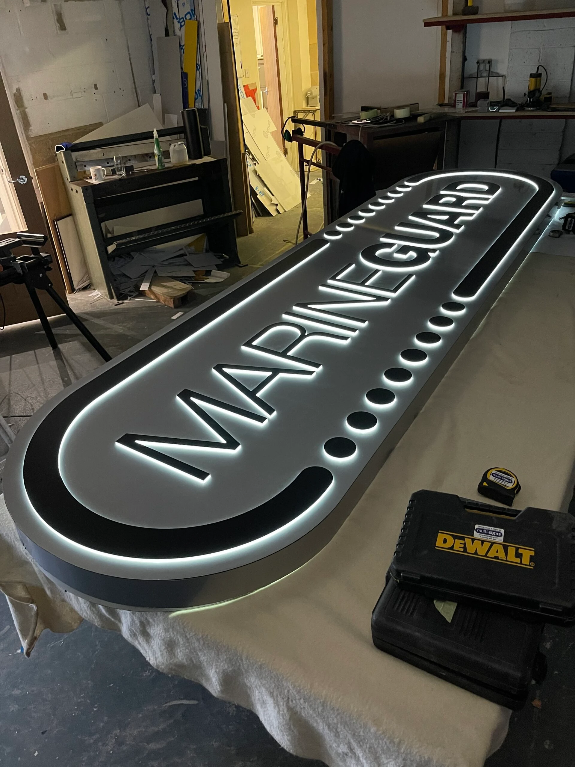 Illuminated Signage, built up letters, LED signage, Light up signage, bespoke signage, graphic design, fret cut letters